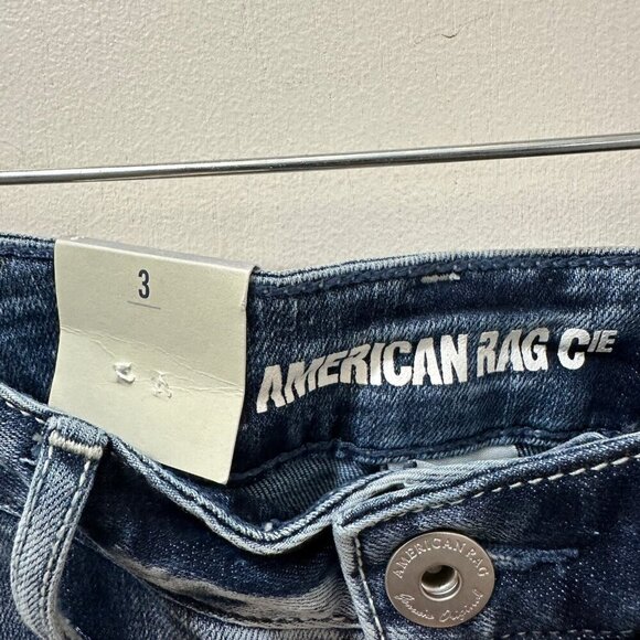 2/$30 American Rag Cie Cargo Denim Mini Skirt Size 3 Y2K Cowgirl Stretch NWT - Picture 7 of 9